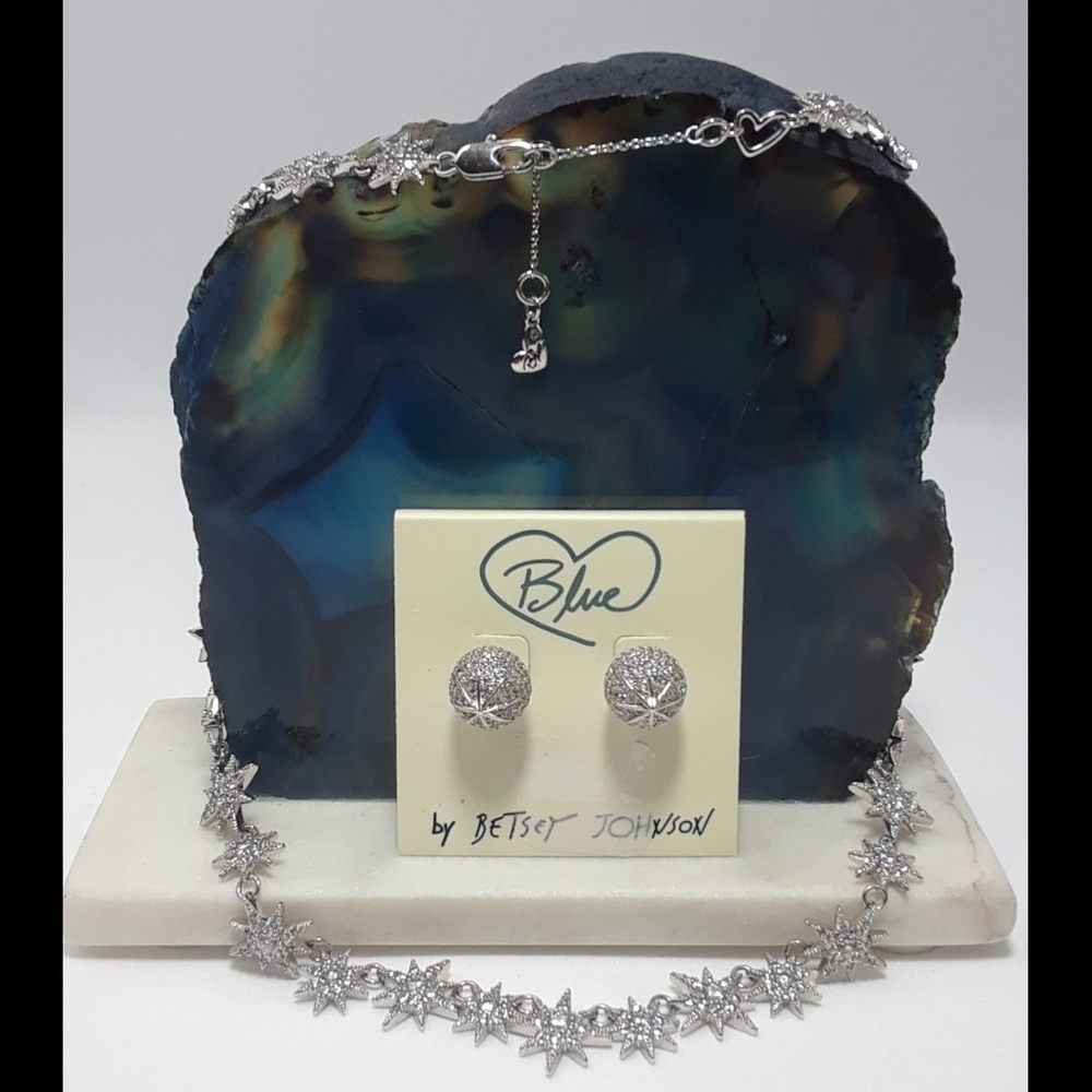 Betsey Johnson, Betsey Blue Pave Star Collar Set